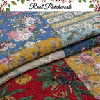 Ryleigh Floral Real Patchwork Country Garden Fall Flowers Paisley 3-Piece Cotton Reversible Quilt Bedding Set