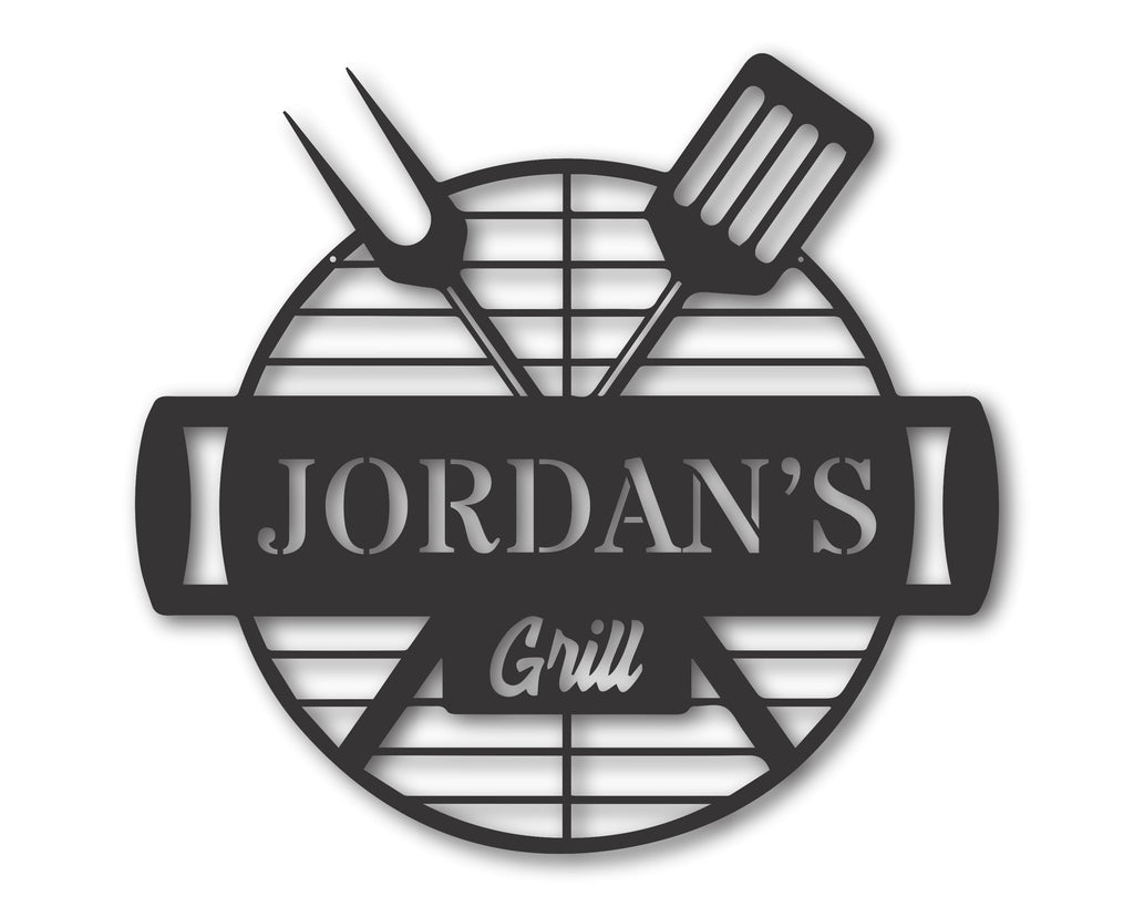 Custom Metal Backyard Grill Sign | Metal BBQ Sign with Name | 15 Color Options — product image