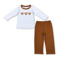 Boys' Highland Cow Striped Top & Brown Pants Outfit — product image