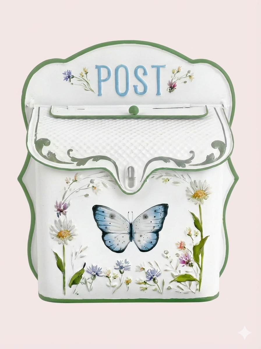 Vintage Farmhouse Wall-Mounted Post Box Mailbox Metal Letter Box Outdoor