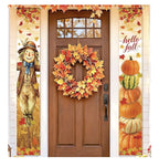 Fall Porch Banner Set with 164 ft Fall Pennant Banners, Scarecrow