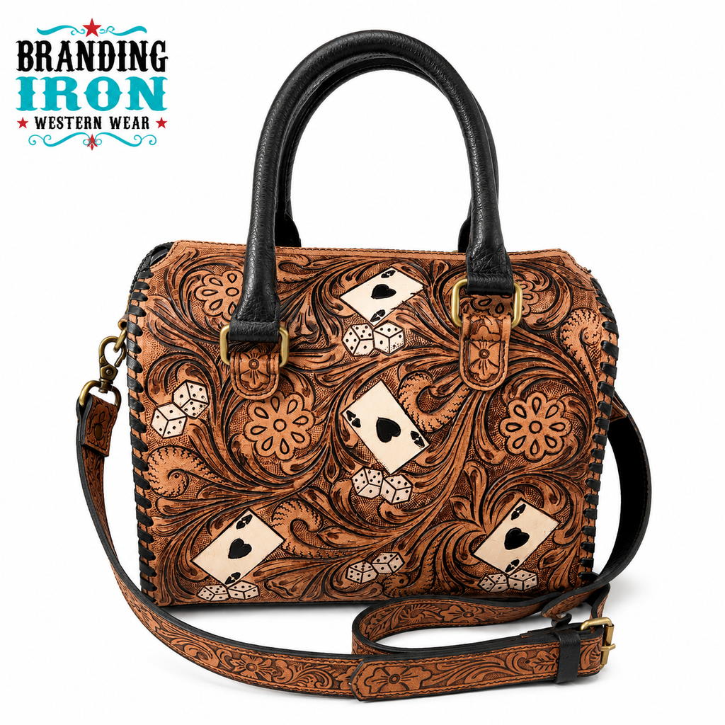 Pocket Aces Speedy | Tooled Leather Western Handbag — product image