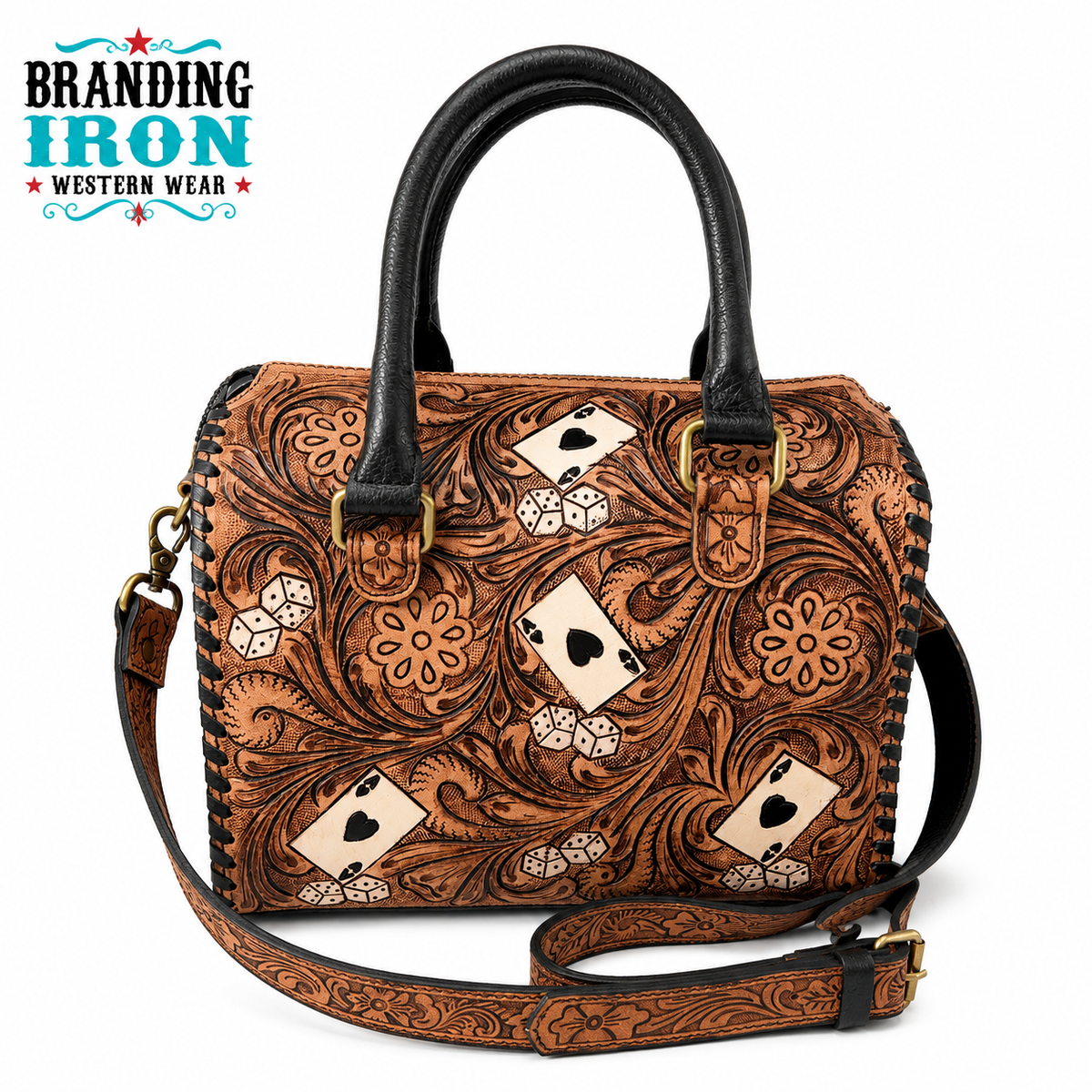 Pocket Aces Speedy | Tooled Leather Western Handbag — product image
