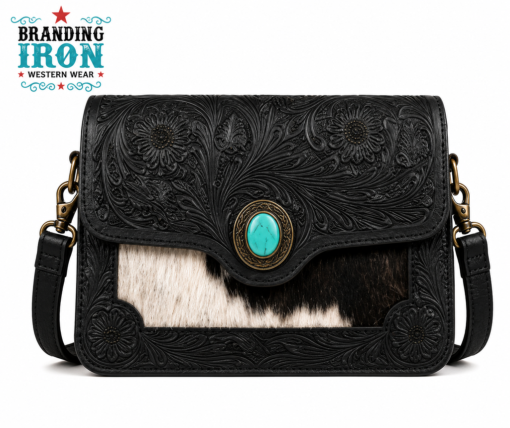 Wynonna Crossbody | Tooled Leather & Hair-on-Hide Western Purse — product image