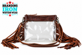 Nightlife Tooled Leather Clear Fringe Purse- Branding Iron Western Wear — product image