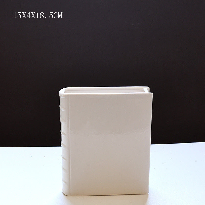 Book Vase - Ceramic, Cute & for Home Decor, with Flower & Shelf Options — product image