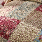 Tache Fairy Tale Tea Party Beige Burgundy Paisley Floral Cotton Patchwork Quilt Set (DXJ103443)