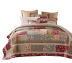 Tache Fairy Tale Tea Party Beige Burgundy Paisley Floral Cotton Patchwork Quilt Set (DXJ103443)