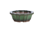 Flower Design Bonsai Pot 5 Inch – Elegant Ceramic Bonsai & Succulent Planter with Detailed Rim, High‑Fired Frost‑Proof Stoneware, Handmade in USA — product image