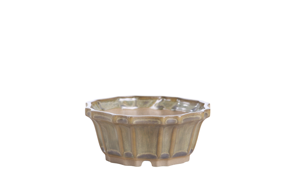 Flower Design Bonsai Pot 4.5 Inch – Elegant Ceramic Bonsai & Succulent Planter, High‑Fired Frost‑Proof Stoneware with Drainage & Wiring Holes, Handmade in USA (Copenhagen)