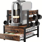2 Tier Coffee Pod Holder Drawer & Mug Stand K Cup Capsule Storage Organizer Rack