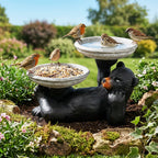 Concrete Bird Feeder with Bird Bath Bear 18 Inch
