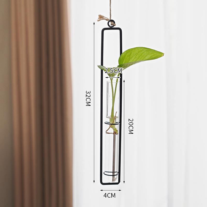 Scandinavian Glass Propagation Vase with Iron Frame