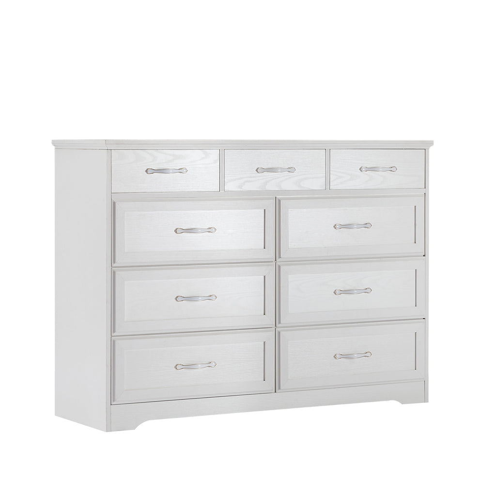 Bedroom dresser 9 drawer long dresser with antique handles wood chest of drawers for kids room 47.56''W x 15.75''D x 34.45''H