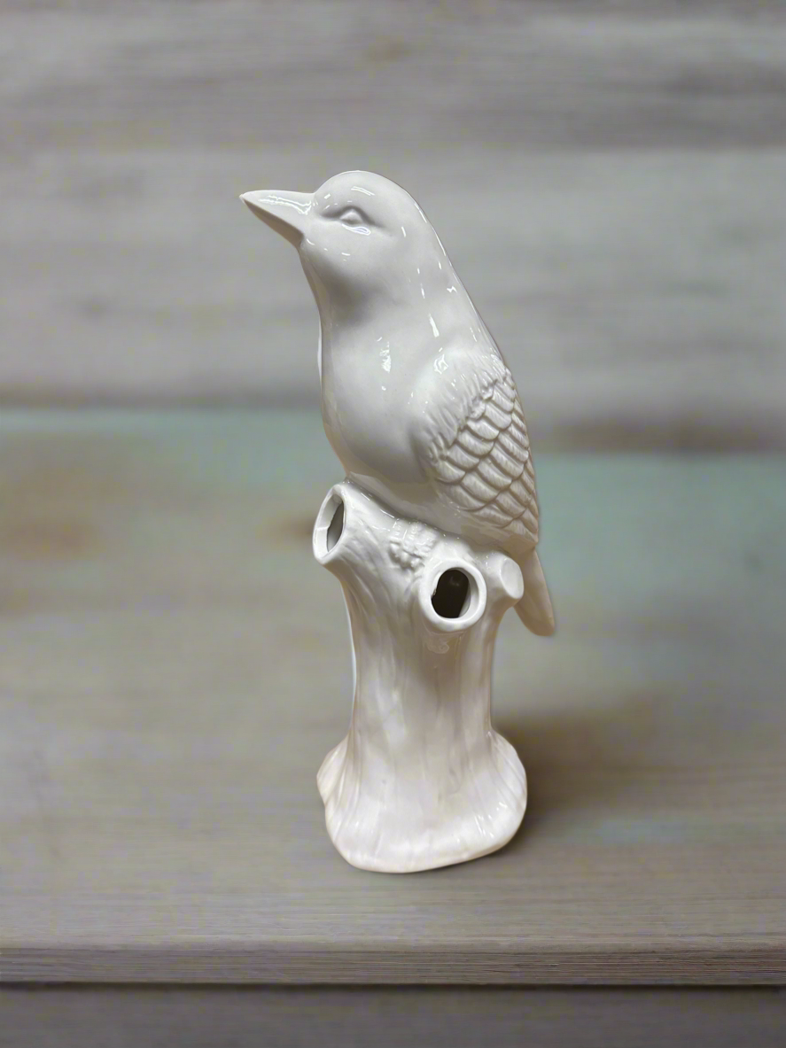 White Ceramic Bird Decorative Vase — product image