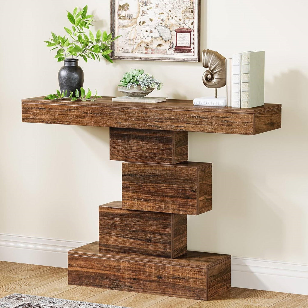 Modern Farmhouse 42-inch Console Accent Sofa Table in Rustic Brown Wood Finish