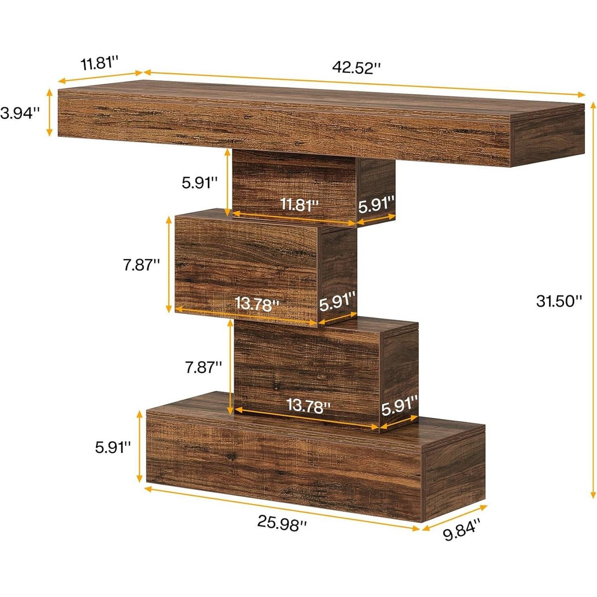 Modern Farmhouse 42-inch Console Accent Sofa Table in Rustic Brown Wood Finish