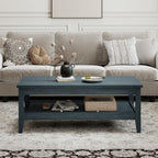 Farmhouse Coffee Table Rustic Cocktail Center Table with Thickened Tabletop