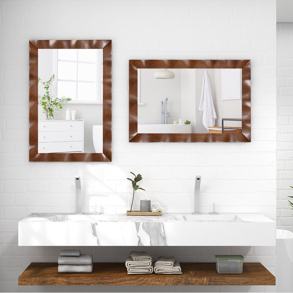 41.5 x 28 inches Farmhouse Wall Mirror with Solid Wood Frame — product image