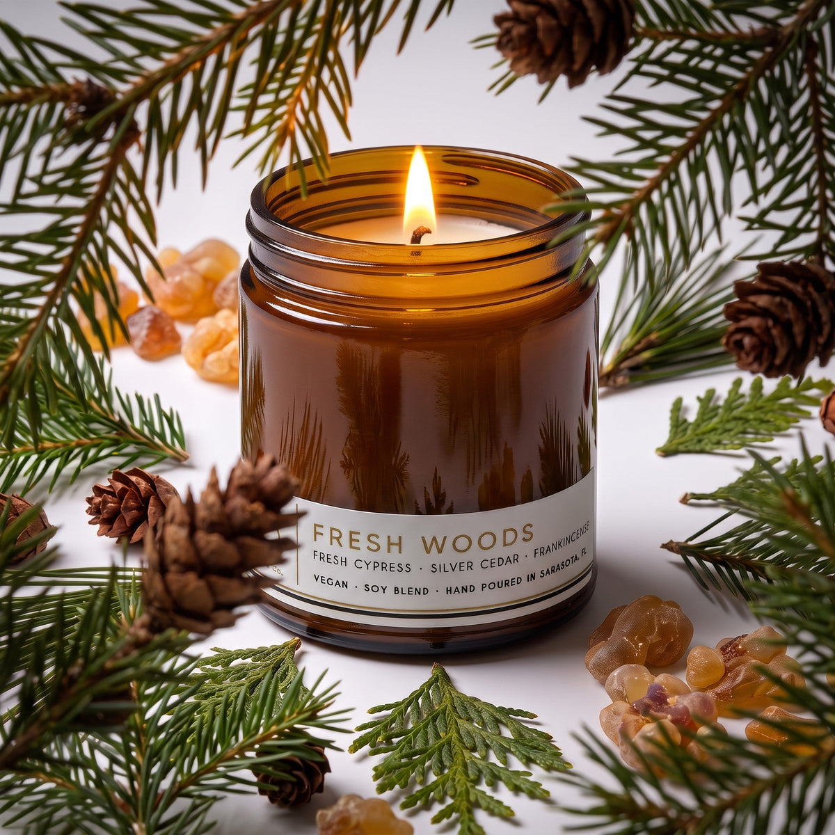 Fresh Woods Soy Blend Candle — Pine, Balsam, Fir & Cedar — product photo 4