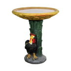 Concrete Bird Bath Garden Sunflower and Rooster 23 In