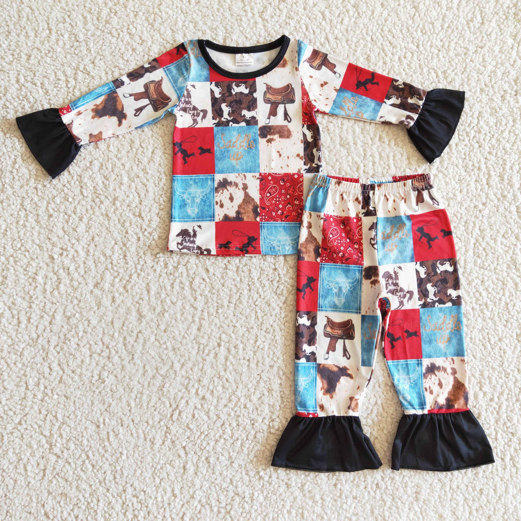 Girls' Paisley Horse & Cow Patchwork Pajamas