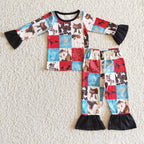 Girls' Paisley Horse & Cow Patchwork Pajamas