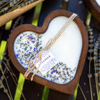 Lavender Heart Dough Bowl Candle | Wood Bowl Soy Wax Candle — product photo 2