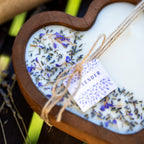 Lavender Heart Dough Bowl Candle | Wood Bowl Soy Wax Candle — product photo 4