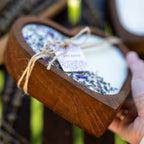 Lavender Heart Dough Bowl Candle | Wood Bowl Soy Wax Candle — product photo 8