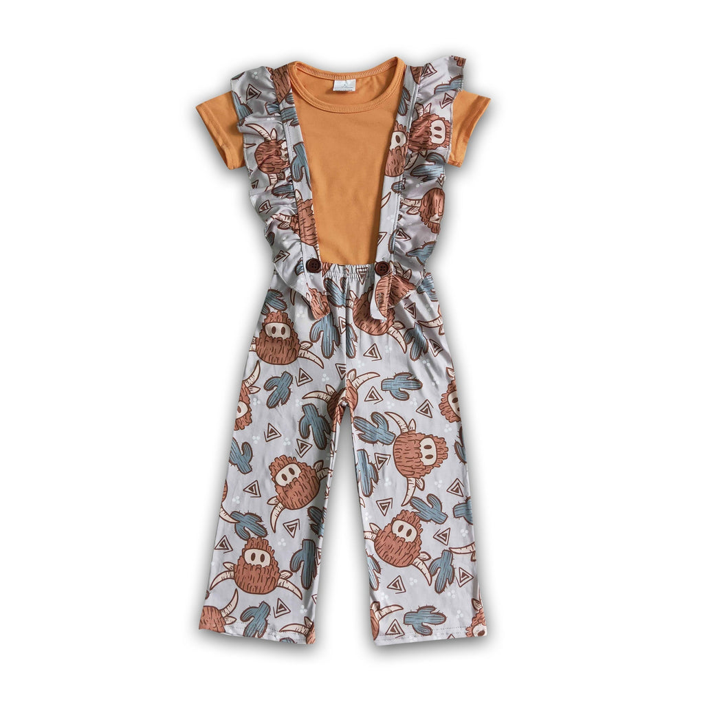 Girls' Highland Cow Overalls & Shirt Set — product image