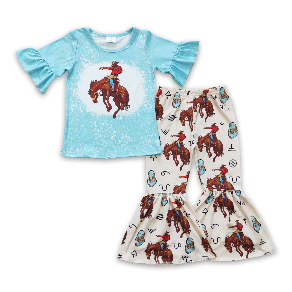 Girls' Rodeo Horse Top & Bell-Bottom Pants Set — product image