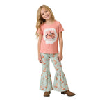 Bleached horse cowboy top aztec pants girls western set