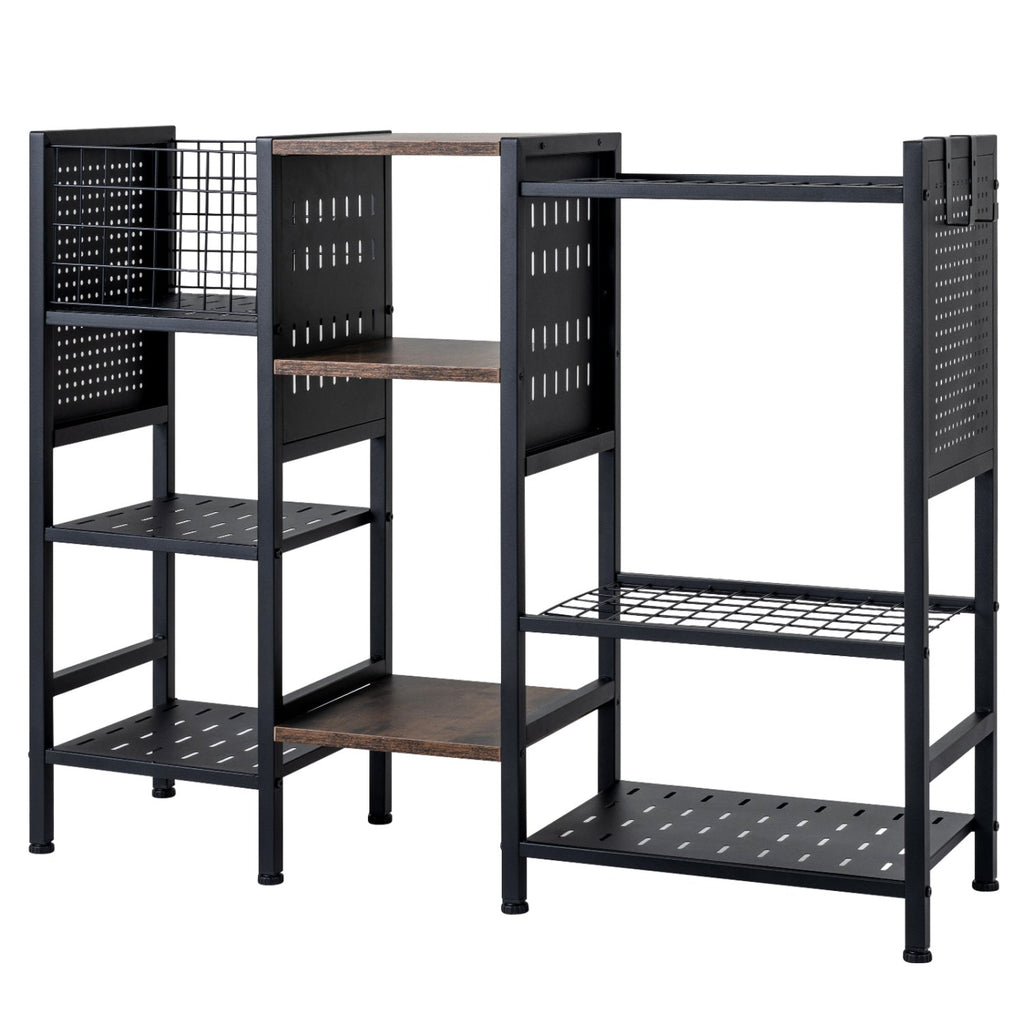 Garden Tool Organizer with Wooden Shelves for Garage and Shed — product image
