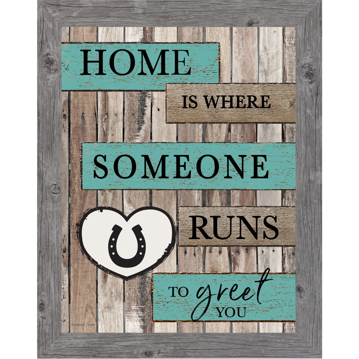 Home Is Where Someone Runs to Greet You Wall Art – Rustic Horse Farmhouse Decor (SB229)