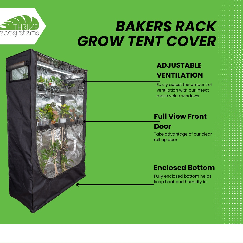 48 × 18 × 72 Baker’s Rack Grow Tent Cover – Clear Door & Ventilation