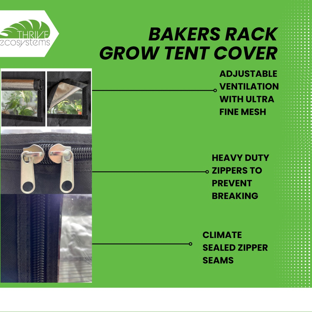 48 × 18 × 72 Baker’s Rack Grow Tent Cover – Clear Door & Ventilation