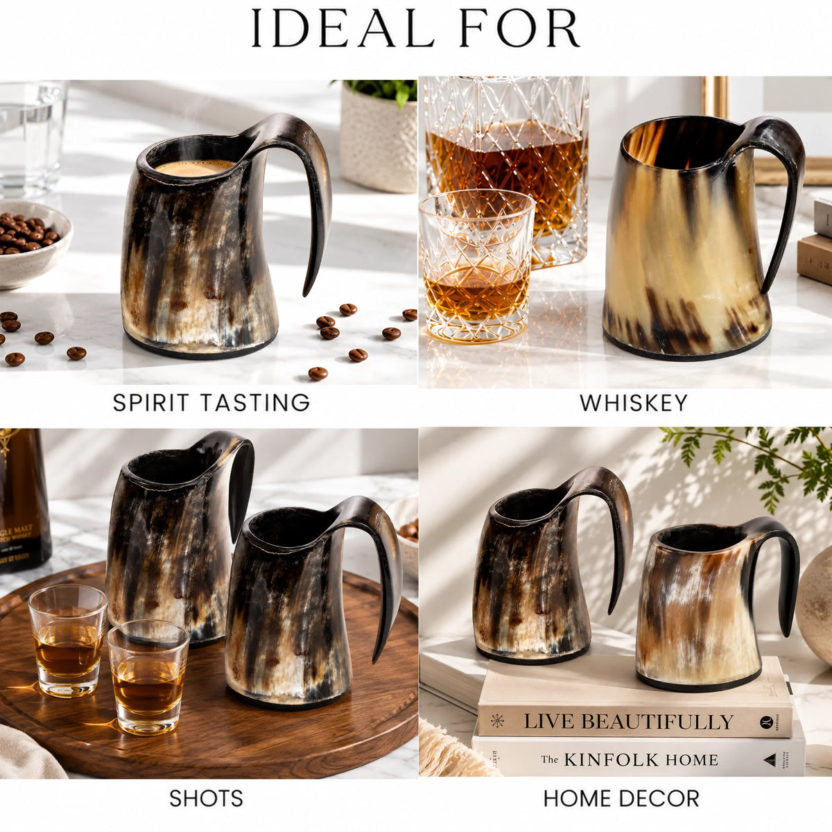 Real Buffalo Horn Whiskey Mug – Rustic Horn Cocktail Cup, 5 Oz (3 Inch)