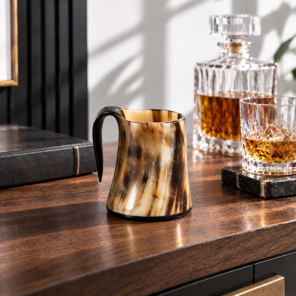 Real Buffalo Horn Whiskey Mug – Rustic Horn Cocktail Cup, 5 Oz (3 Inch)
