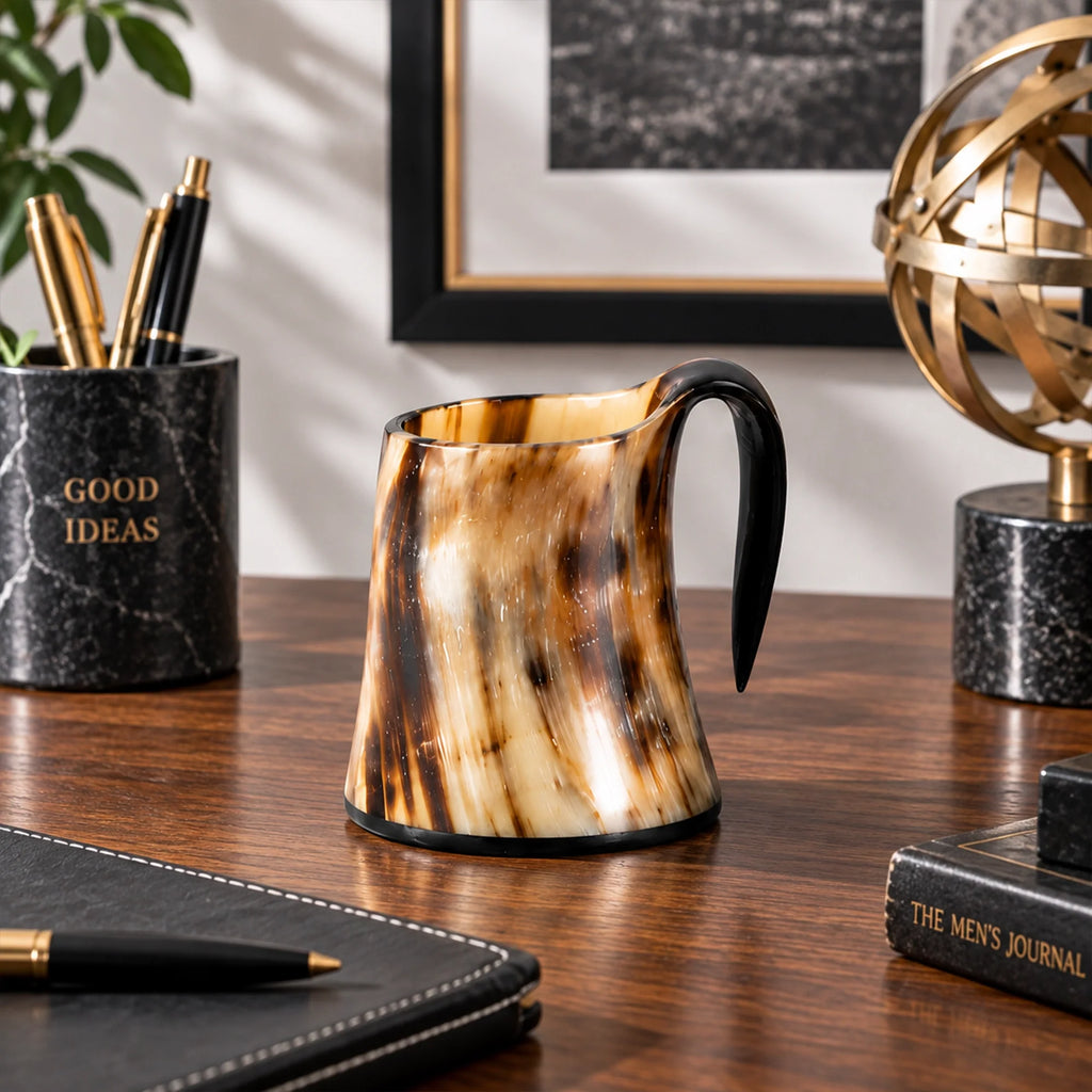 Real Buffalo Horn Whiskey Mug – Rustic Horn Cocktail Cup, 5 Oz (3 Inch)