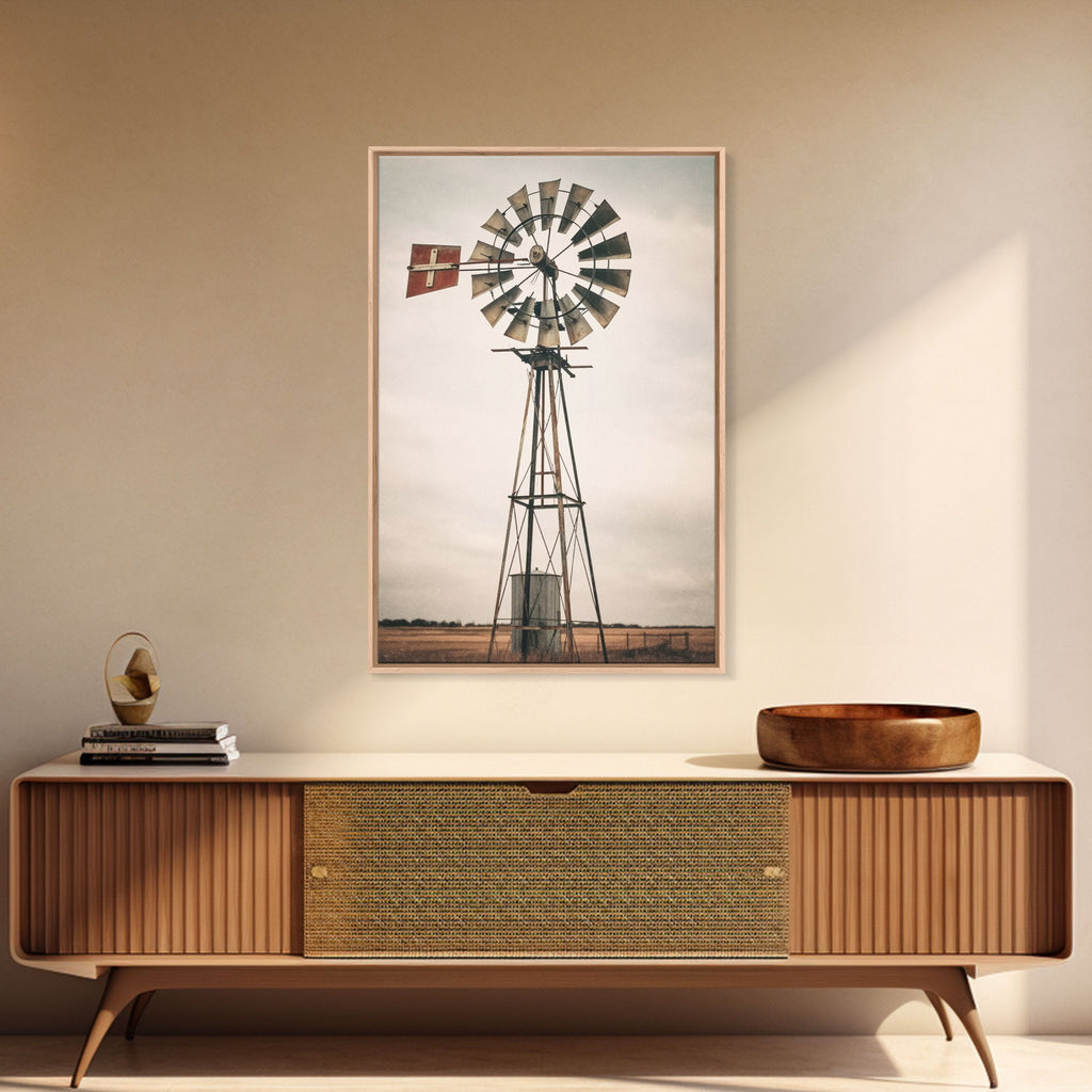 Rustic Farmhouse Home Decor, Windmill Photography Photo Print Art, Rustic Industrial Farmhouse Wall Art Picture, Country Landscape Picture
