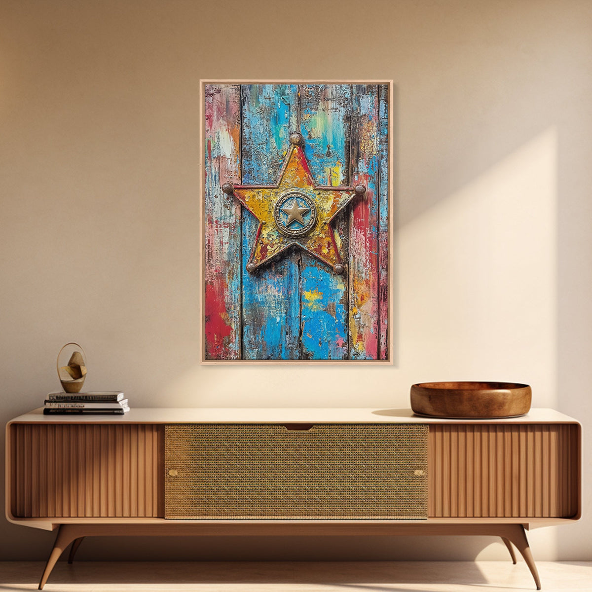 Texas Star, Western Badge, Distressed Metal Art, Cowboy Decor, Canvas Print, Rustic Wall Art, Southwest Wall Art, Vintage Decor