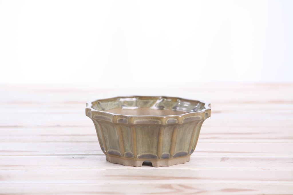 Flower Design Bonsai Pot 4.5 Inch – Elegant Ceramic Bonsai & Succulent Planter, High‑Fired Frost‑Proof Stoneware with Drainage & Wiring Holes, Handmade in USA (Copenhagen)