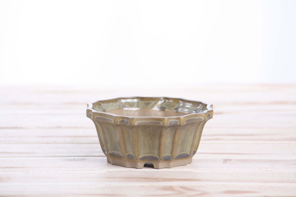 Flower Design Bonsai Pot 4.5 Inch – Elegant Ceramic Bonsai & Succulent Planter, High‑Fired Frost‑Proof Stoneware with Drainage & Wiring Holes, Handmade in USA (Copenhagen)
