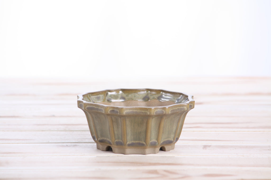 Flower Design Bonsai Pot 4.5 Inch – Elegant Ceramic Bonsai & Succulent Planter, High‑Fired Frost‑Proof Stoneware with Drainage & Wiring Holes, Handmade in USA (Copenhagen)