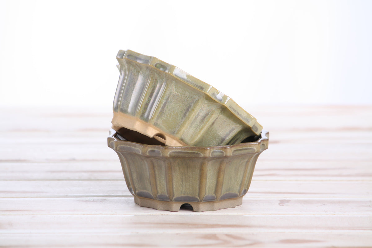 Flower Design Bonsai Pot 4.5 Inch – Elegant Ceramic Bonsai & Succulent Planter, High‑Fired Frost‑Proof Stoneware with Drainage & Wiring Holes, Handmade in USA (Copenhagen)
