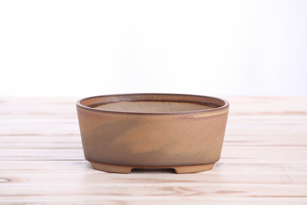 Oval A Bonsai Pot 6 Inch – Straight‑Sided Oval Ceramic Bonsai & Succulent Planter, High‑Fired Frost‑Proof Stoneware with Drainage & Wiring Holes, Handmade in USA (Deep Stone)