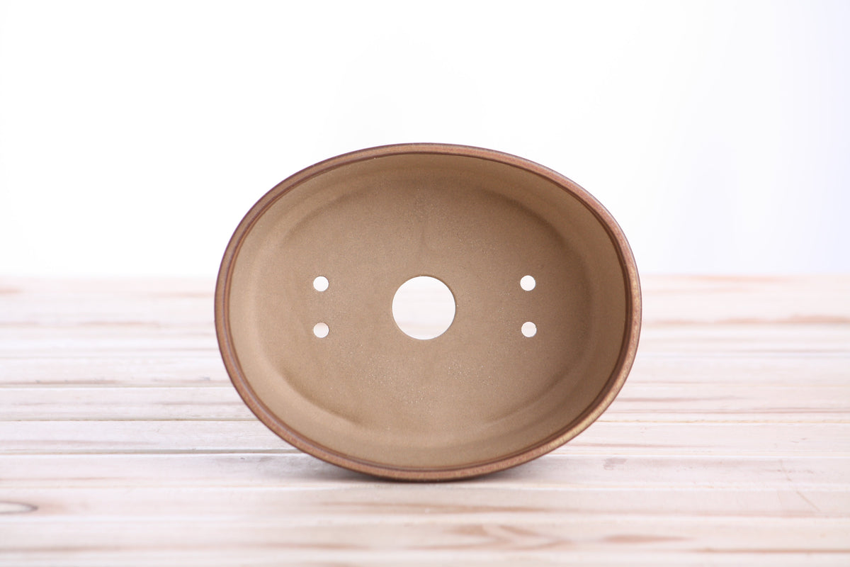 Oval A Bonsai Pot 6 Inch – Straight‑Sided Oval Ceramic Bonsai & Succulent Planter, High‑Fired Frost‑Proof Stoneware with Drainage & Wiring Holes, Handmade in USA (Deep Stone)