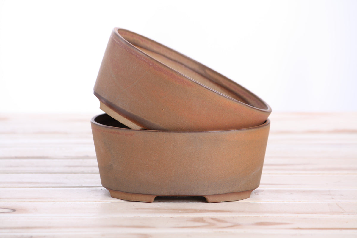 Oval A Bonsai Pot 6 Inch – Straight‑Sided Oval Ceramic Bonsai & Succulent Planter, High‑Fired Frost‑Proof Stoneware with Drainage & Wiring Holes, Handmade in USA (Deep Stone)