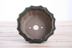 Flower Design Bonsai Pot 5 Inch – Elegant Ceramic Bonsai & Succulent Planter with Detailed Rim, High‑Fired Frost‑Proof Stoneware, Handmade in USA (Avocado)